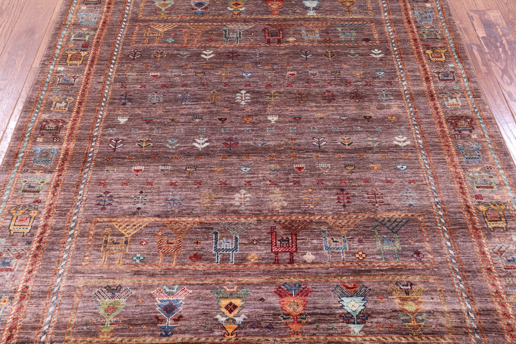 Tribal Persian Gabbeh Hand Knotted Wool Rug - 5' 1" X 6' 8" - Golden Nile