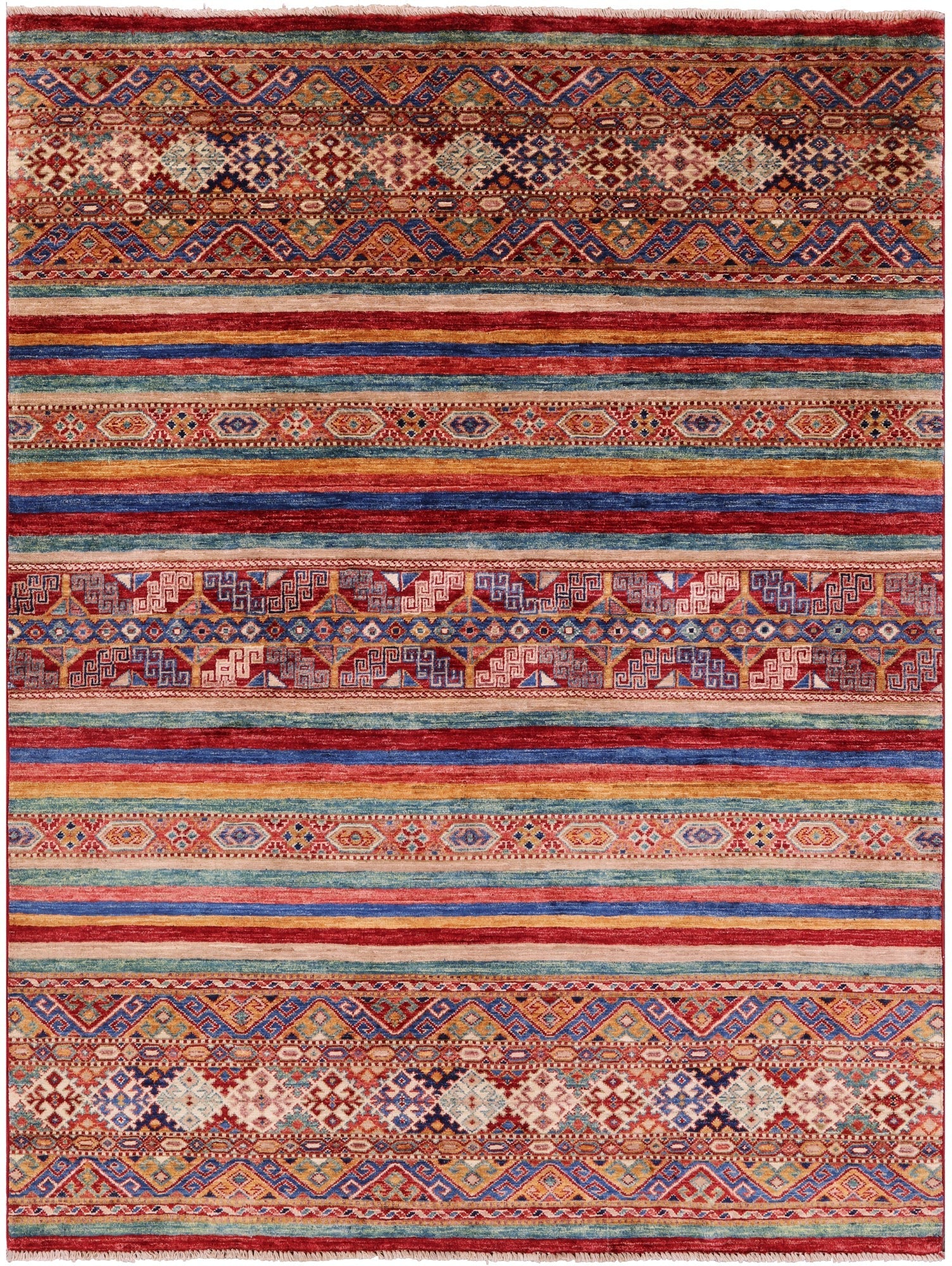 Khorjin Persian Gabbeh Hand Knotted Wool Rug - 4' 11" X 6' 5" - Golden Nile
