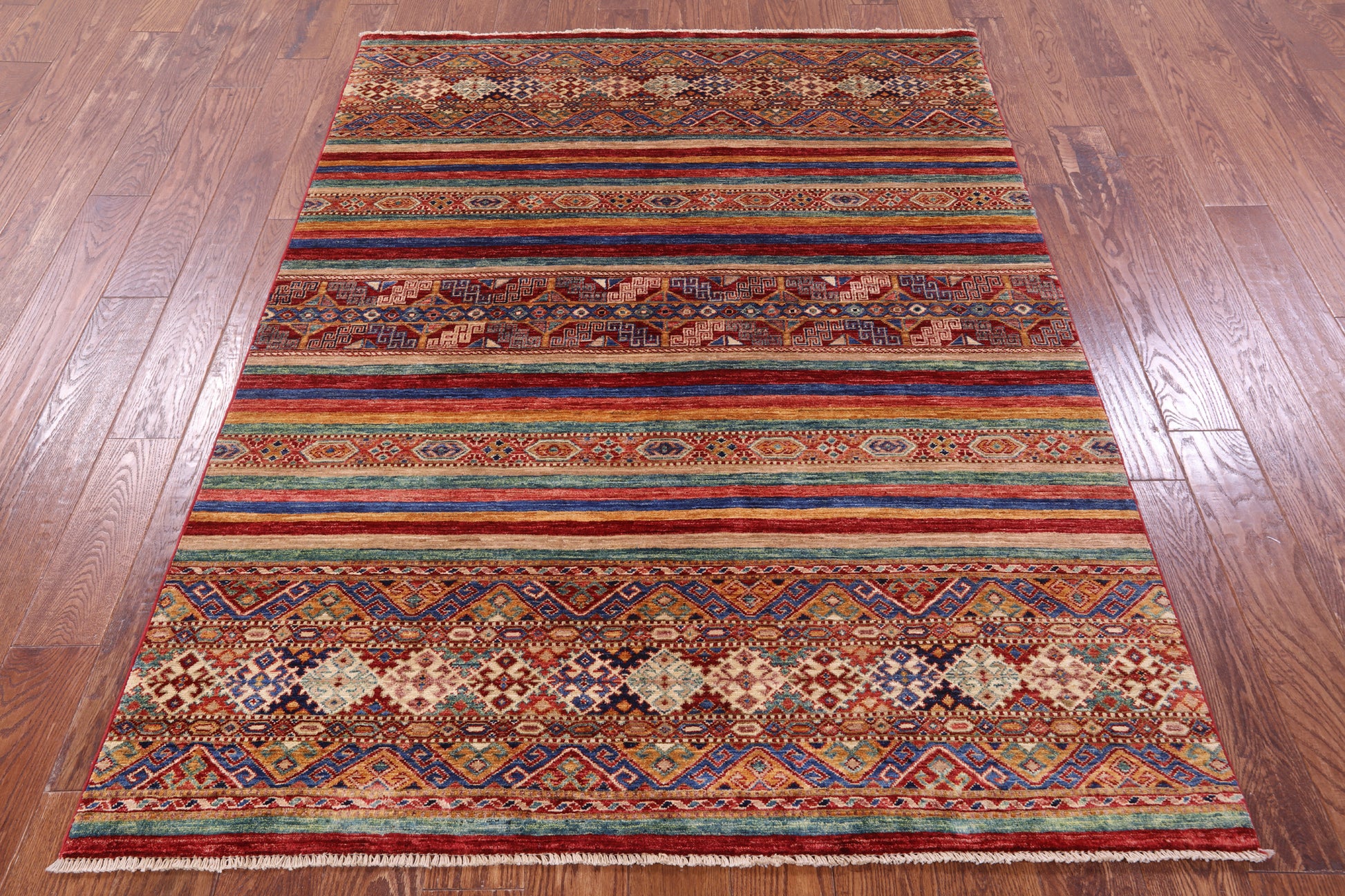 Khorjin Persian Gabbeh Hand Knotted Wool Rug - 4' 11" X 6' 5" - Golden Nile