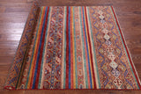 Khorjin Persian Gabbeh Hand Knotted Wool Rug - 4' 11" X 6' 5" - Golden Nile