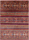 Khorjin Persian Gabbeh Hand Knotted Wool Rug - 4' 9" X 6' 7" - Golden Nile
