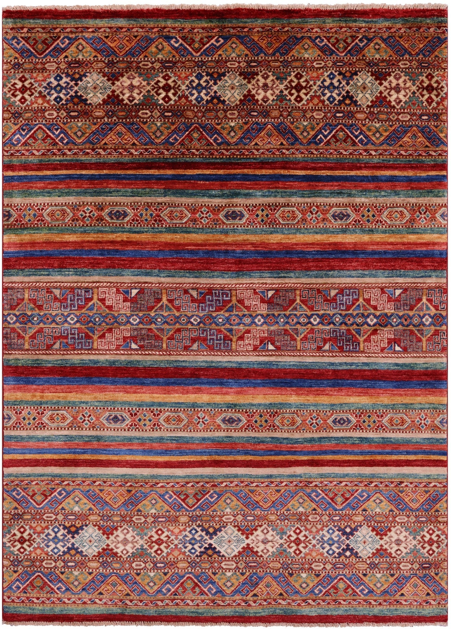 Khorjin Persian Gabbeh Hand Knotted Wool Rug - 4' 9" X 6' 7" - Golden Nile