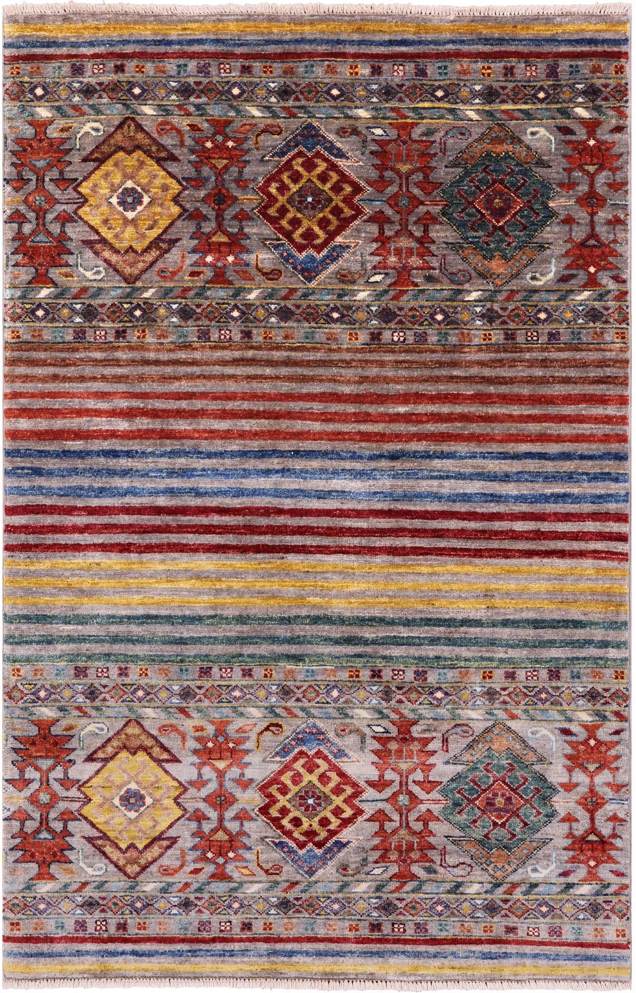 Khorjin Persian Gabbeh Hand Knotted Wool Rug - 3' 3" X 5' 1" - Golden Nile