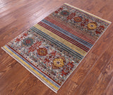 Khorjin Persian Gabbeh Hand Knotted Wool Rug - 3' 3" X 5' 1" - Golden Nile