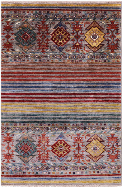 Khorjin Persian Gabbeh Hand Knotted Wool Rug - 3' 3" X 5' 1" - Golden Nile
