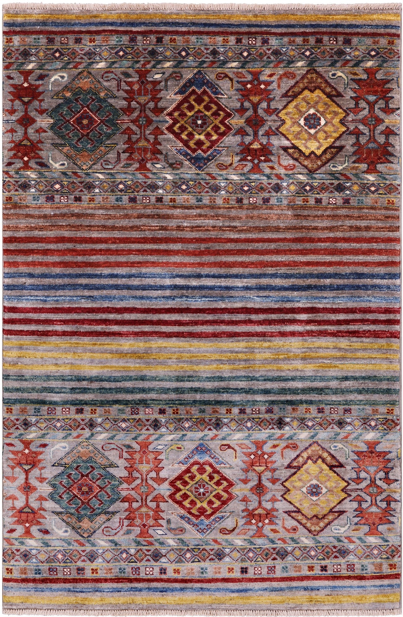Khorjin Persian Gabbeh Hand Knotted Wool Rug - 3' 3" X 5' 1" - Golden Nile