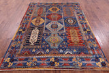 Blue Persian Fine Serapi Hand Knotted Wool Rug - 6' 0" X 8' 4" - Golden Nile