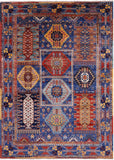 Blue Persian Fine Serapi Hand Knotted Wool Rug - 6' 0" X 8' 4" - Golden Nile