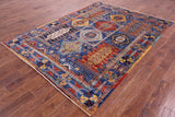 Blue Persian Fine Serapi Hand Knotted Wool Rug - 6' 0" X 8' 4" - Golden Nile