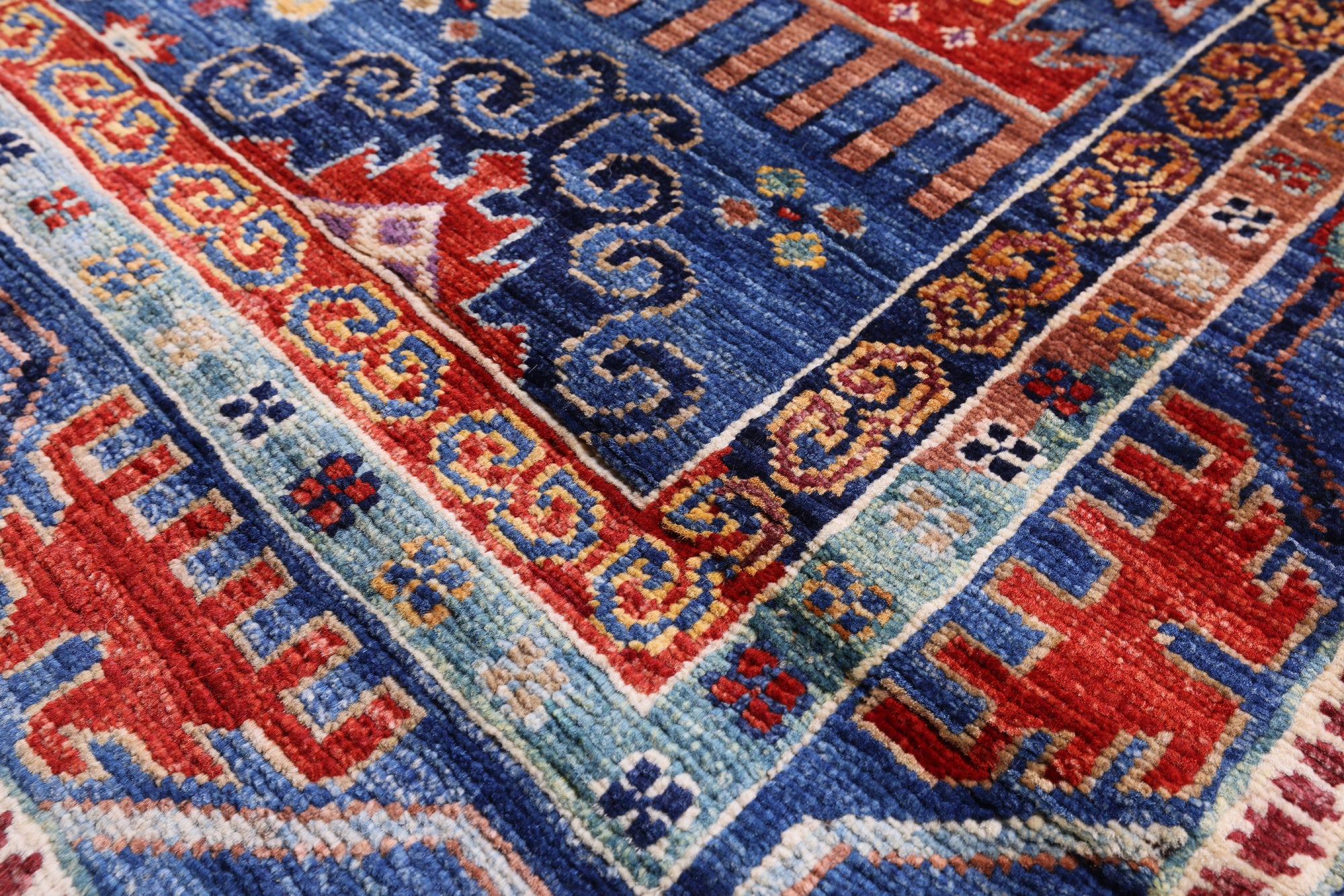 Blue Persian Fine Serapi Hand Knotted Wool Rug - 6' 0" X 8' 4" - Golden Nile