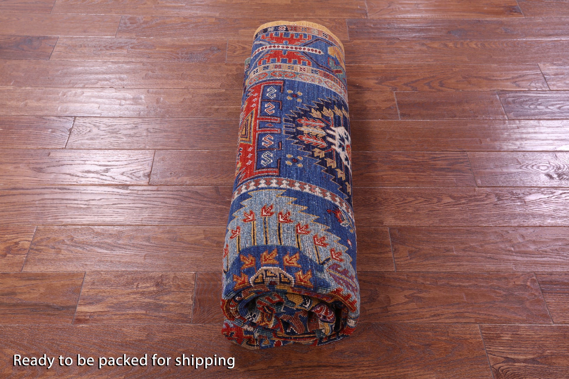 Blue Persian Fine Serapi Hand Knotted Wool Rug - 6' 0" X 8' 4" - Golden Nile