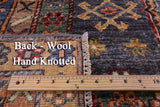 Grey Super Kazak Hand Knotted Wool Rug - 5' 9" X 8' 1" - Golden Nile