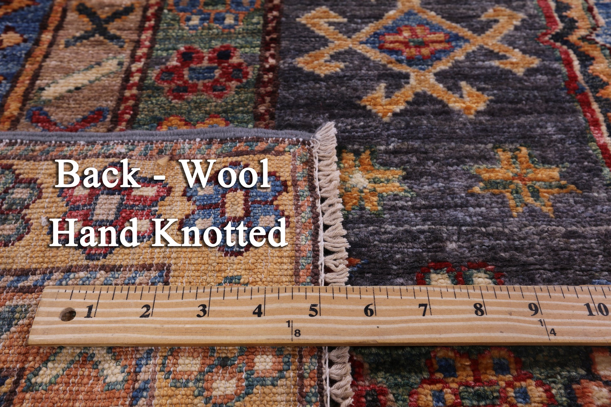 Grey Super Kazak Hand Knotted Wool Rug - 5' 9" X 8' 1" - Golden Nile