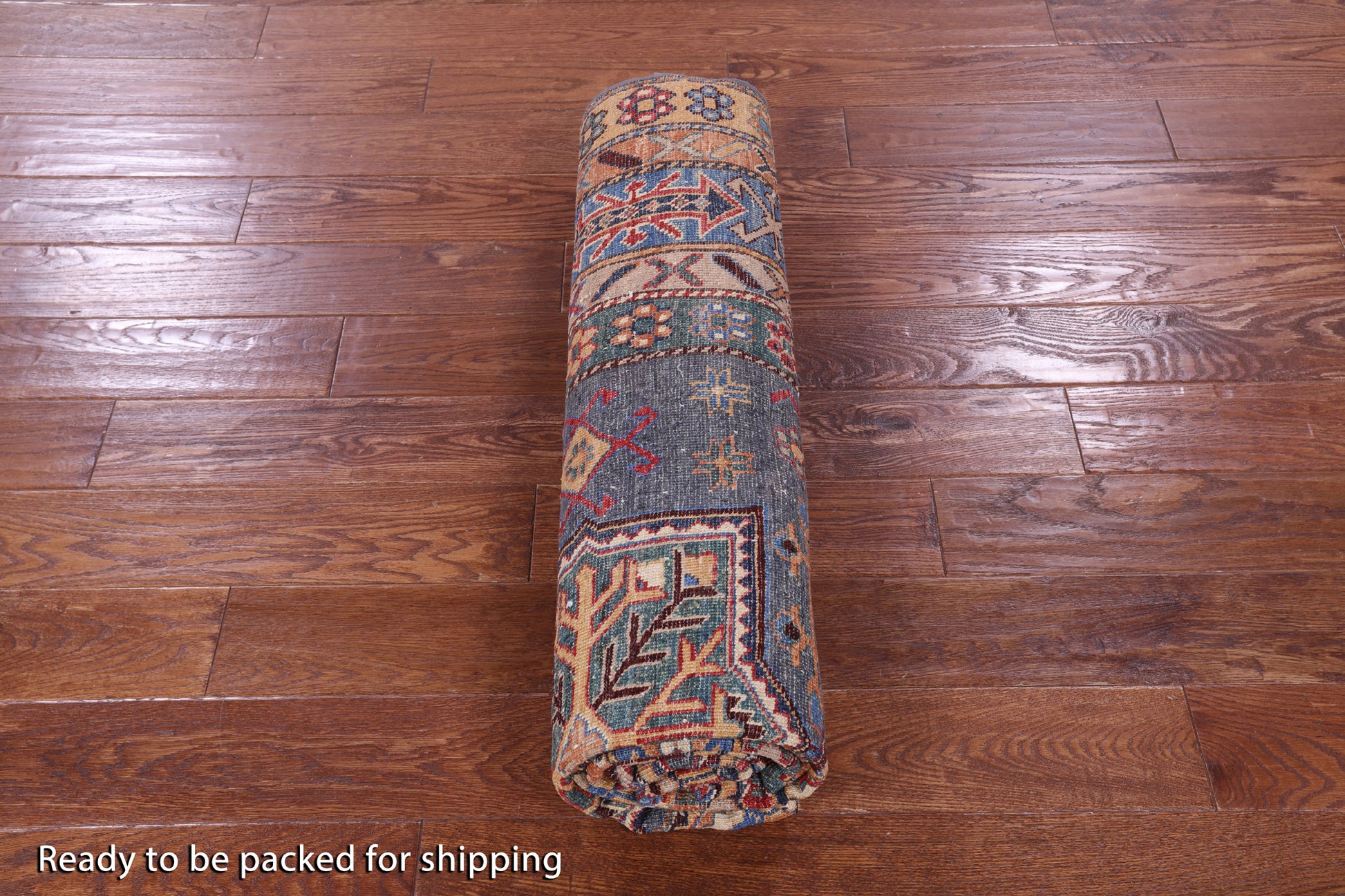 Grey Super Kazak Hand Knotted Wool Rug - 5' 9" X 8' 1" - Golden Nile
