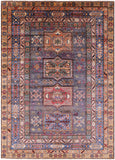 Grey Super Kazak Hand Knotted Wool Rug - 5' 9" X 8' 1" - Golden Nile
