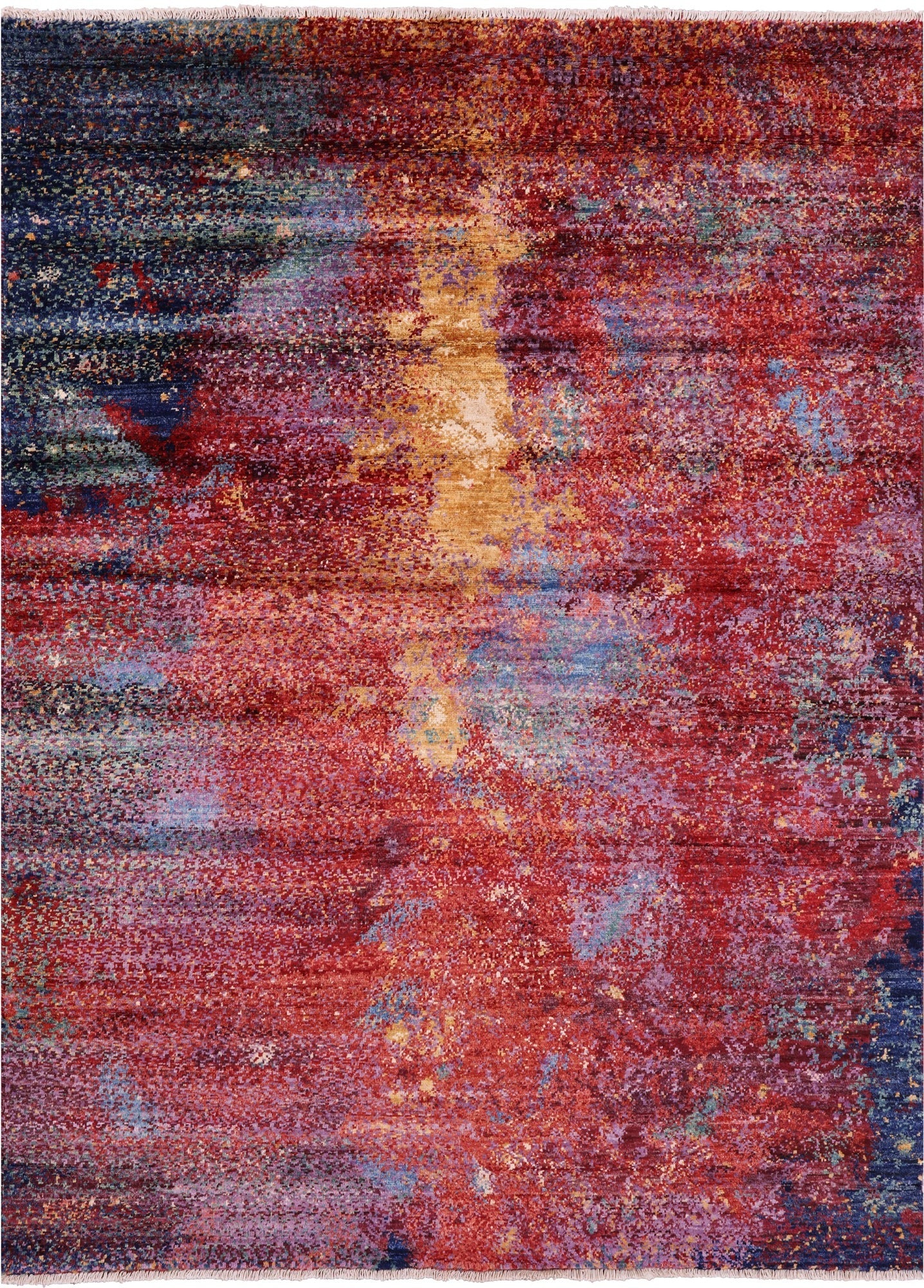 Abstract Contemporary Hand Knotted Wool Rug - 5' 0" X 6' 9" - Golden Nile
