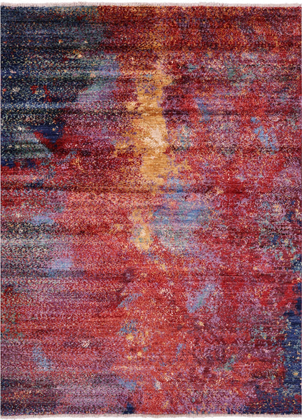 Abstract Contemporary Hand Knotted Wool Rug - 5' 0" X 6' 9" - Golden Nile