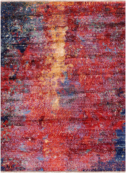 Abstract Contemporary Hand Knotted Wool Rug - 4' 11" X 6' 8" - Golden Nile