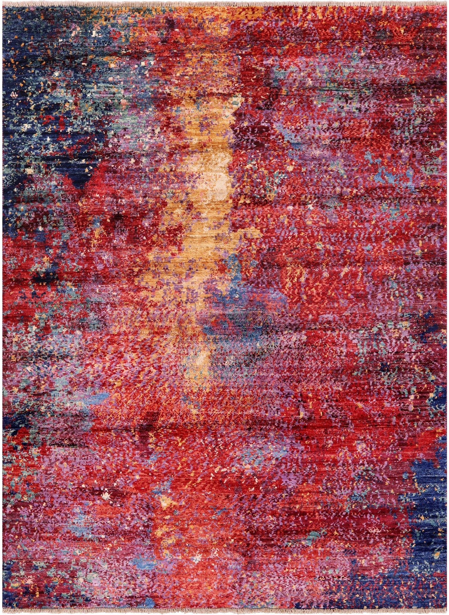 Abstract Contemporary Hand Knotted Wool Rug - 4' 11" X 6' 8" - Golden Nile
