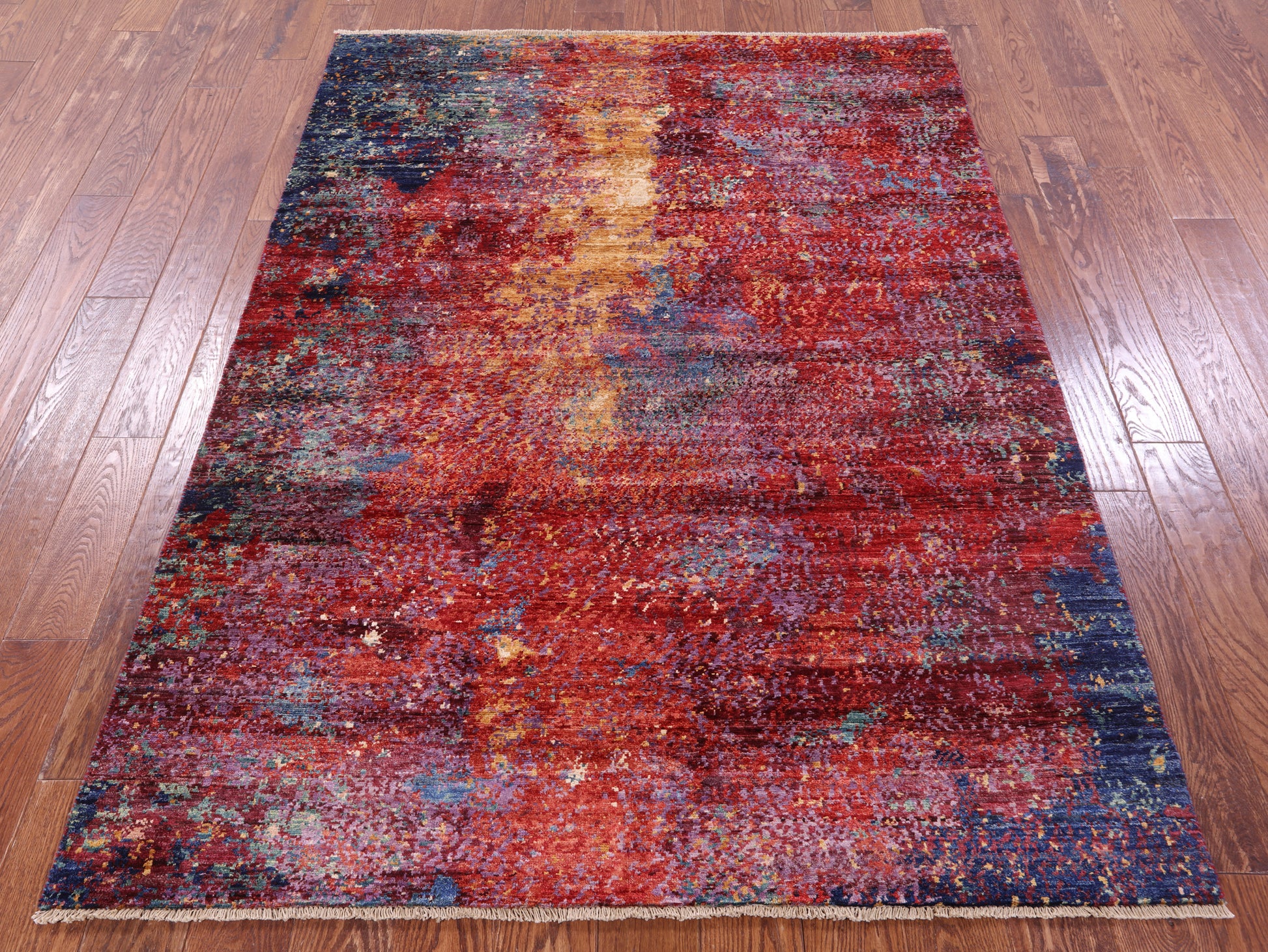 Abstract Contemporary Hand Knotted Wool Rug - 4' 11" X 6' 8" - Golden Nile
