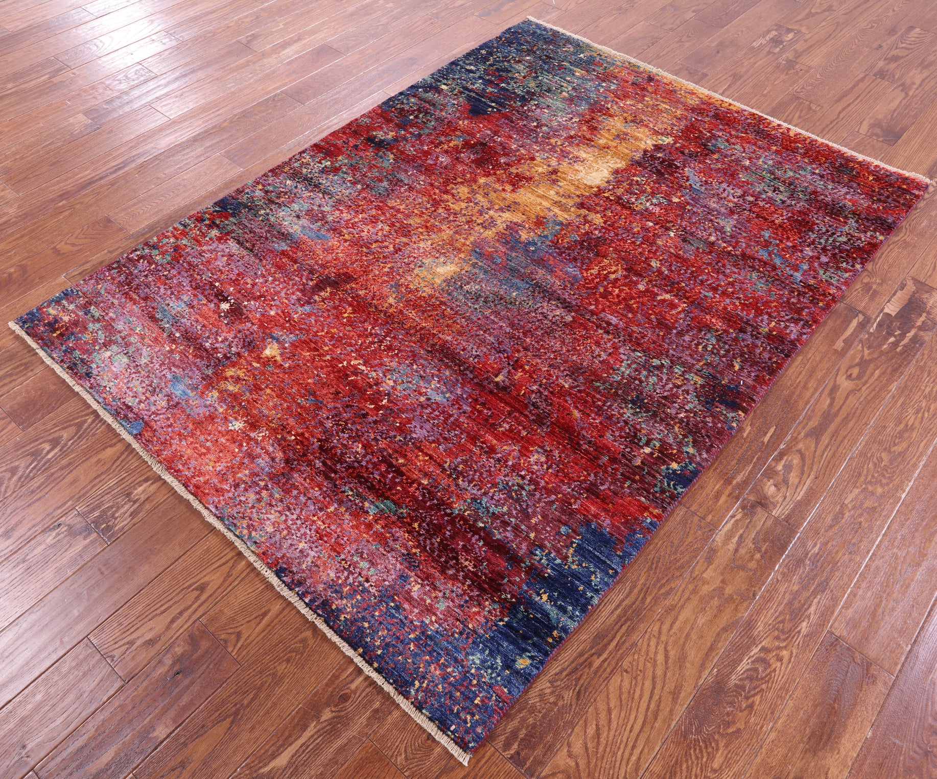 Abstract Contemporary Hand Knotted Wool Rug - 4' 11" X 6' 8" - Golden Nile