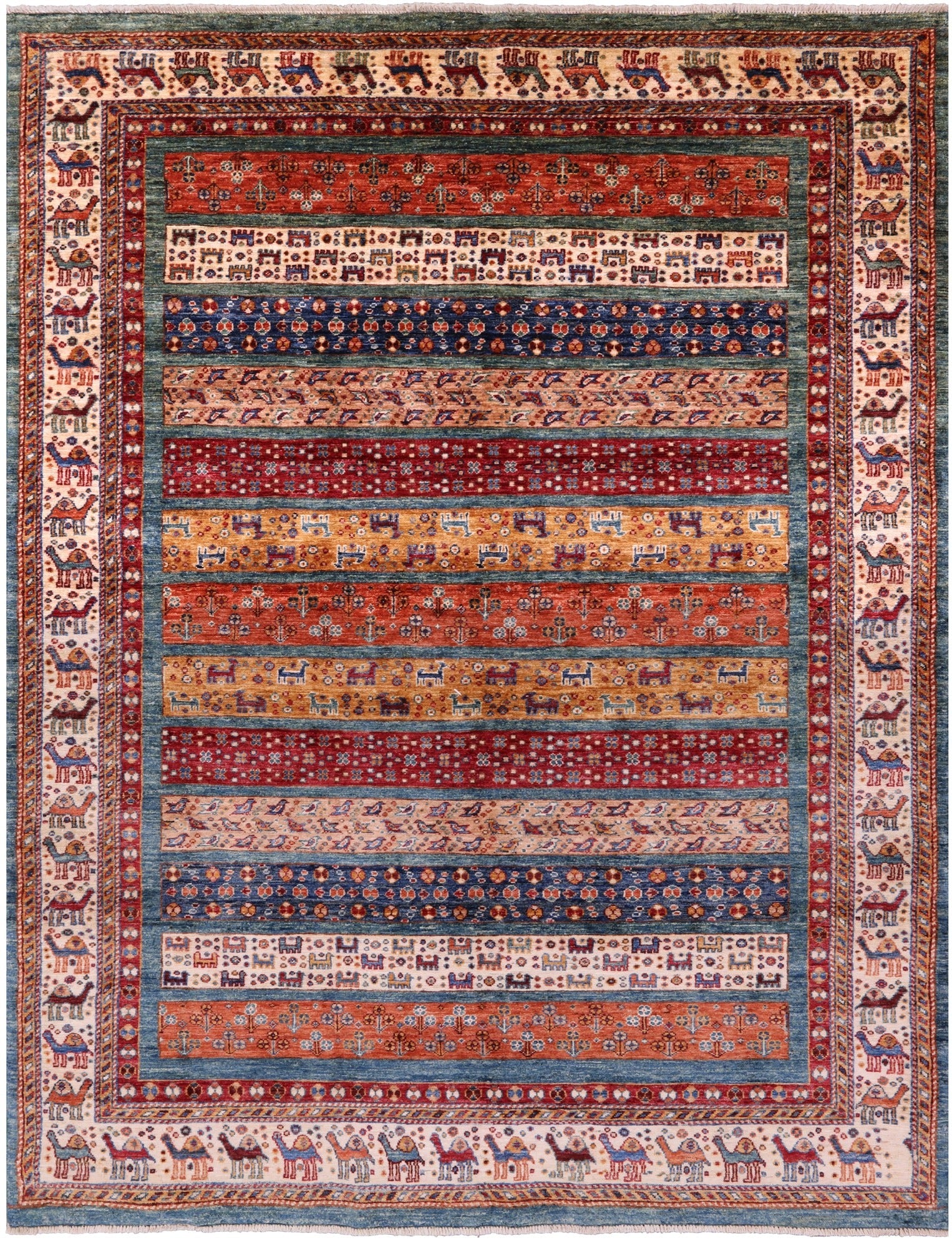 Tribal Persian Gabbeh Hand Knotted Wool Rug - 5' 6" X 7' 4" - Golden Nile