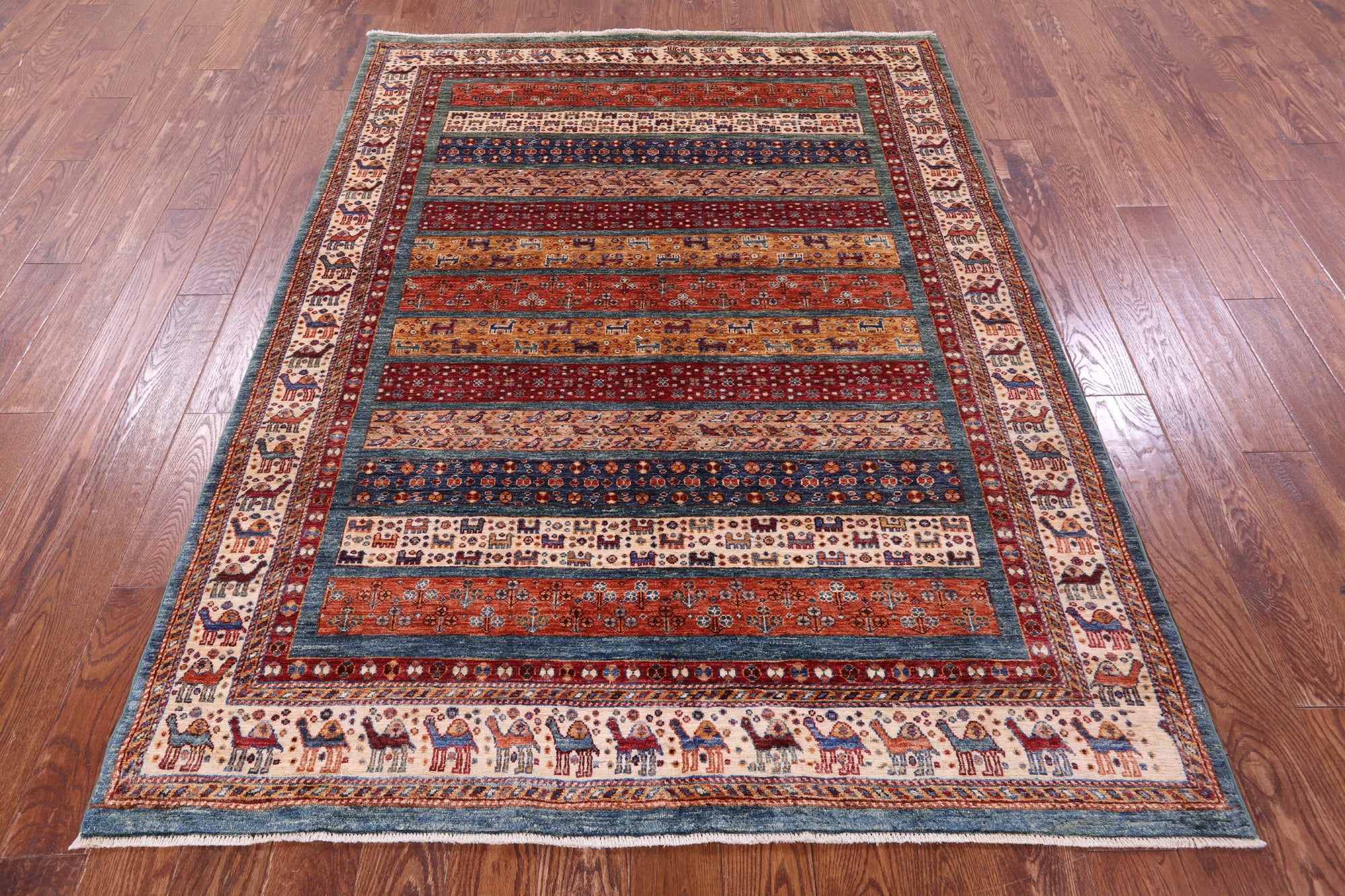 Tribal Persian Gabbeh Hand Knotted Wool Rug - 5' 6" X 7' 4" - Golden Nile