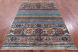 Khorjin Persian Gabbeh Hand Knotted Wool Rug - 5' 6" X 7' 8" - Golden Nile