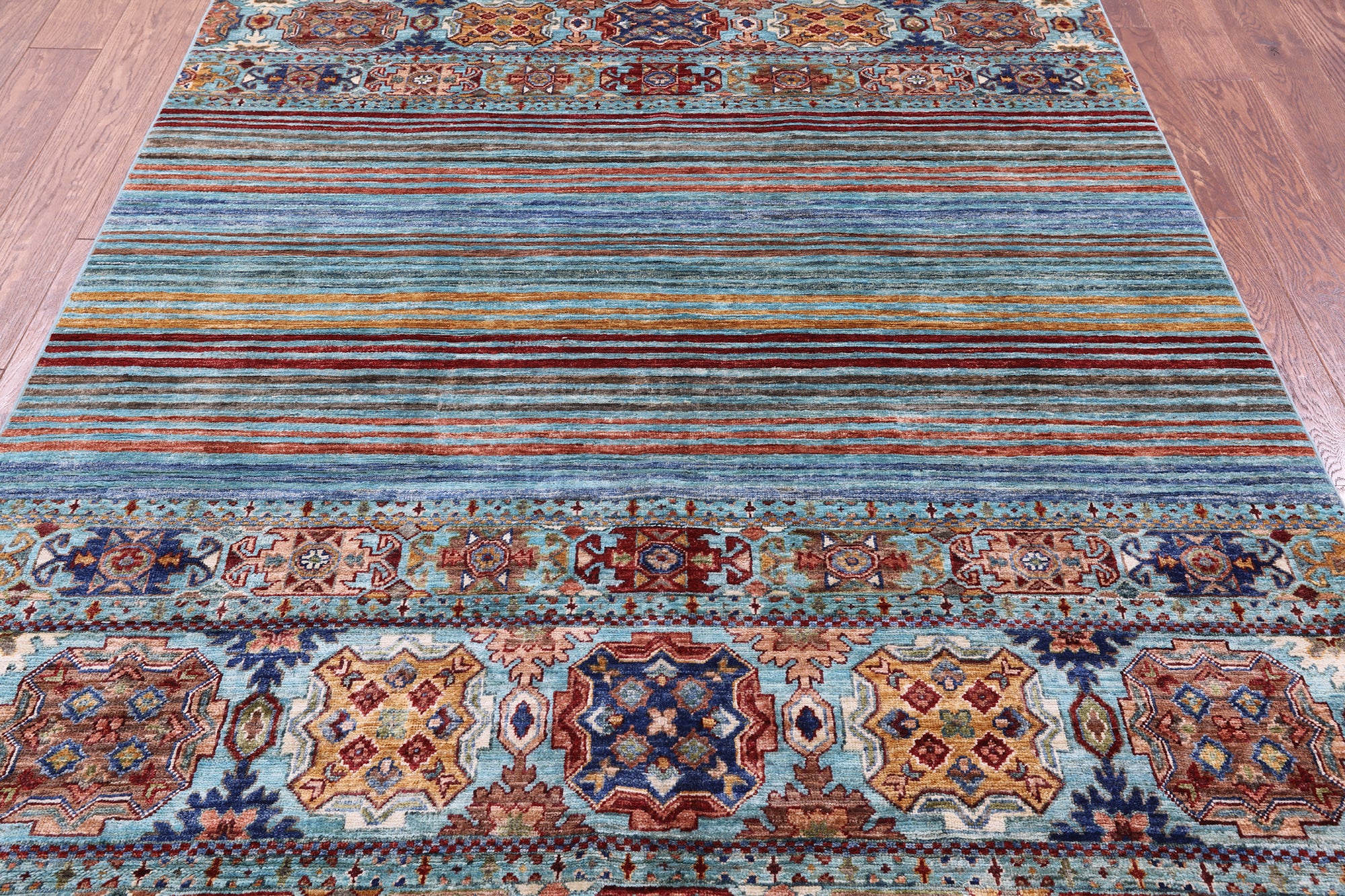 Khorjin Persian Gabbeh Hand Knotted Wool Rug - 5' 6" X 7' 8" - Golden Nile
