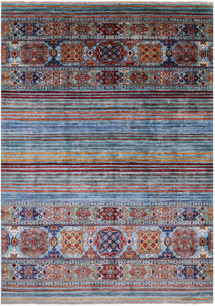 Khorjin Persian Gabbeh Hand Knotted Wool Rug - 5' 6" X 7' 8" - Golden Nile