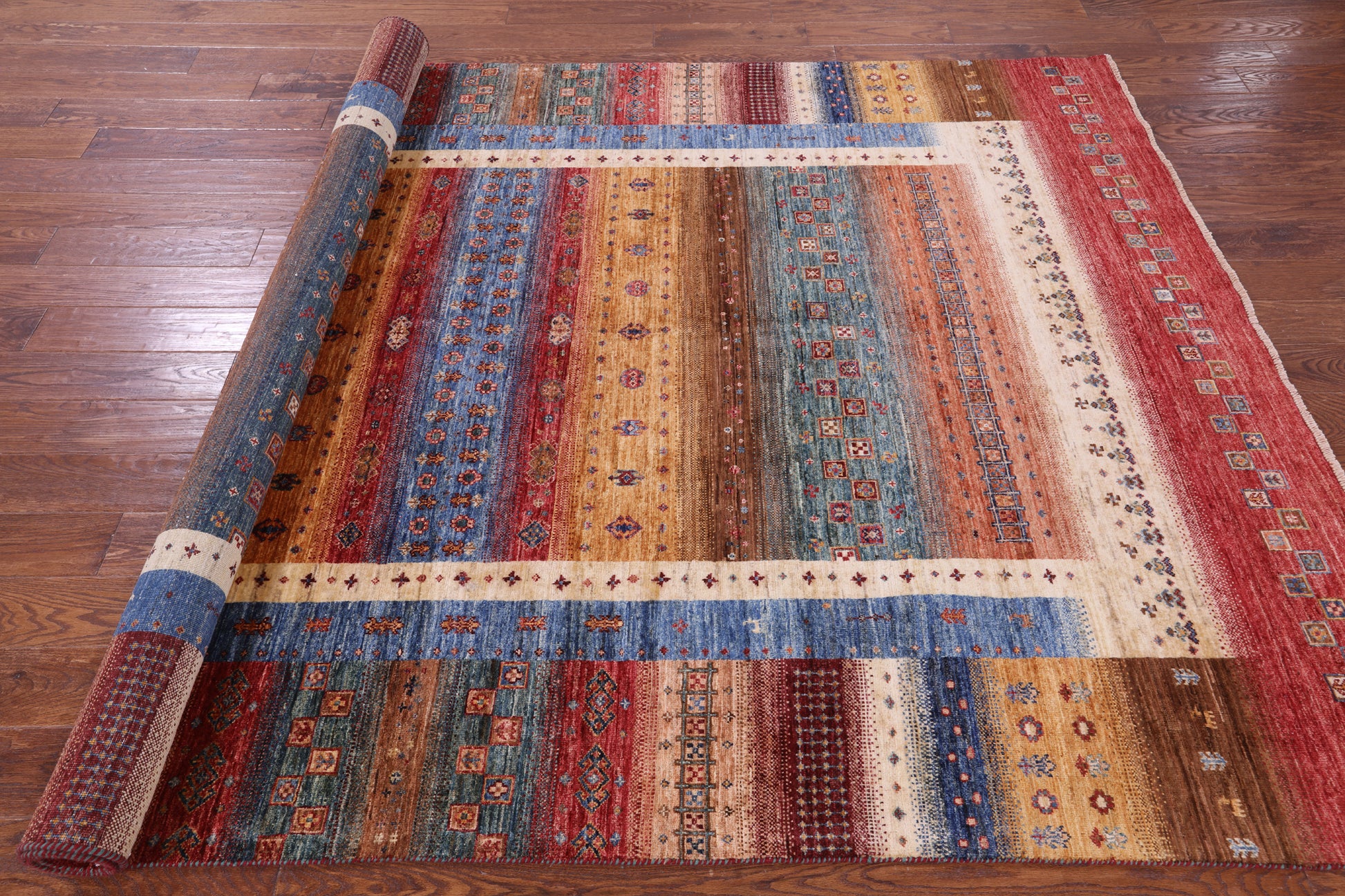 Tribal Persian Gabbeh Hand Knotted Wool Rug - 6' 8" X 10' 0" - Golden Nile