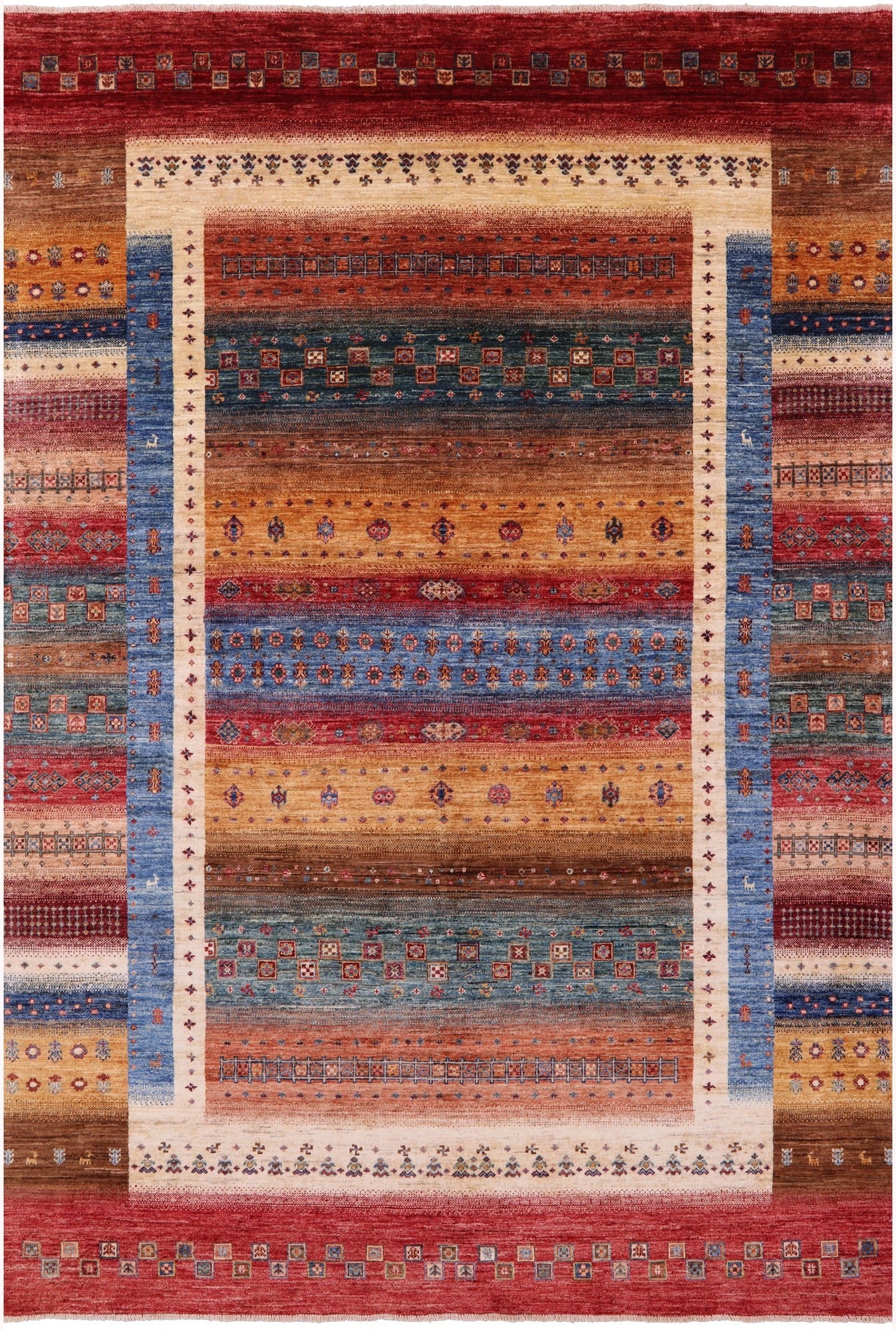 Tribal Persian Gabbeh Hand Knotted Wool Rug - 6' 8" X 10' 0" - Golden Nile