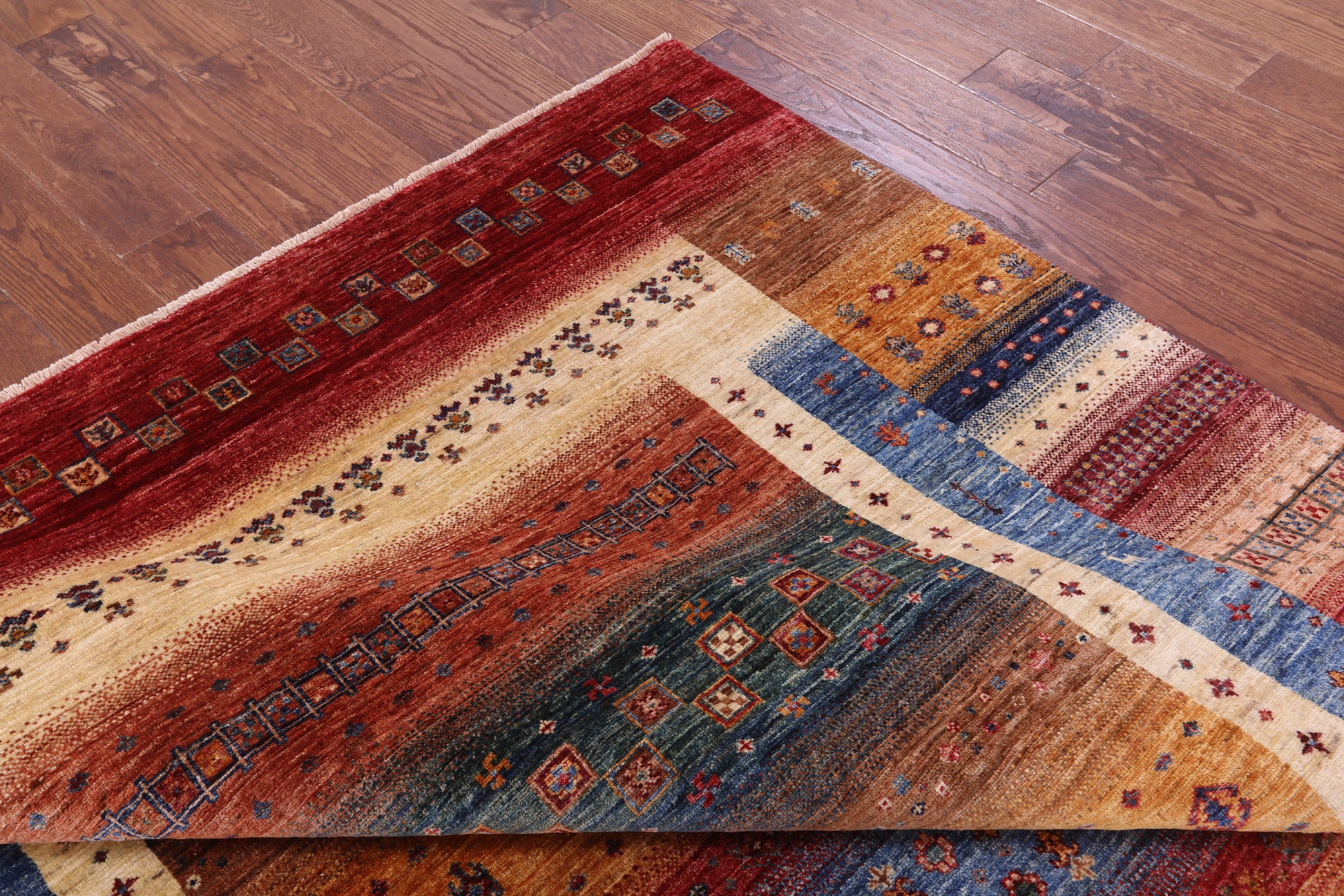 Tribal Persian Gabbeh Hand Knotted Wool Rug - 6' 8" X 10' 0" - Golden Nile