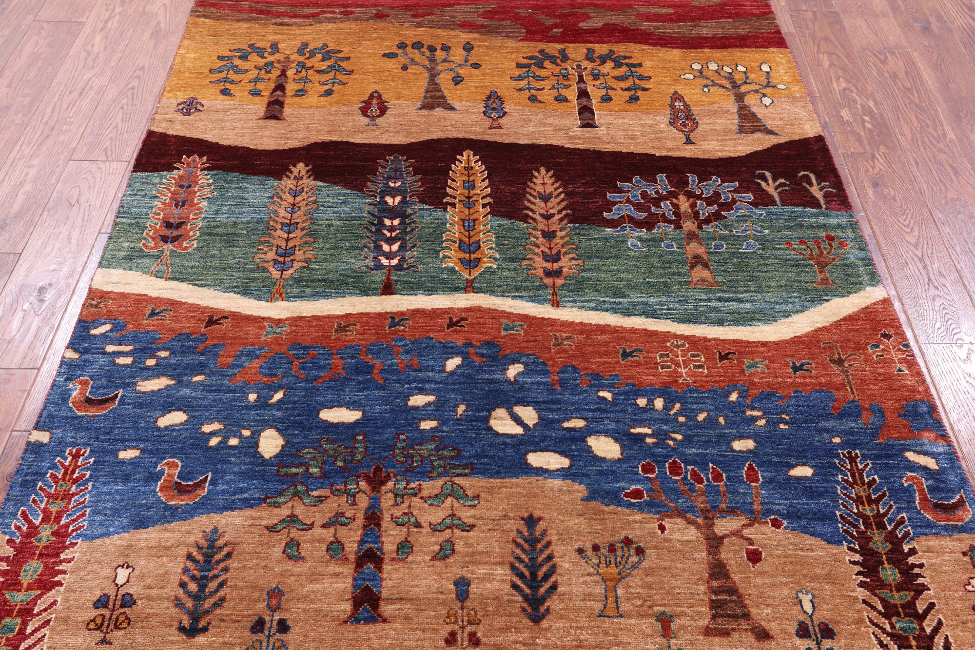 Tribal Persian Gabbeh Hand Knotted Wool Rug - 4' 10" X 6' 10" - Golden Nile