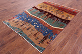Tribal Persian Gabbeh Hand Knotted Wool Rug - 4' 10" X 6' 10" - Golden Nile