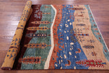 Tribal Persian Gabbeh Hand Knotted Wool Rug - 4' 10" X 6' 10" - Golden Nile