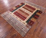 Tribal Persian Gabbeh Hand Knotted Wool Rug - 5' 2" X 6' 10" - Golden Nile