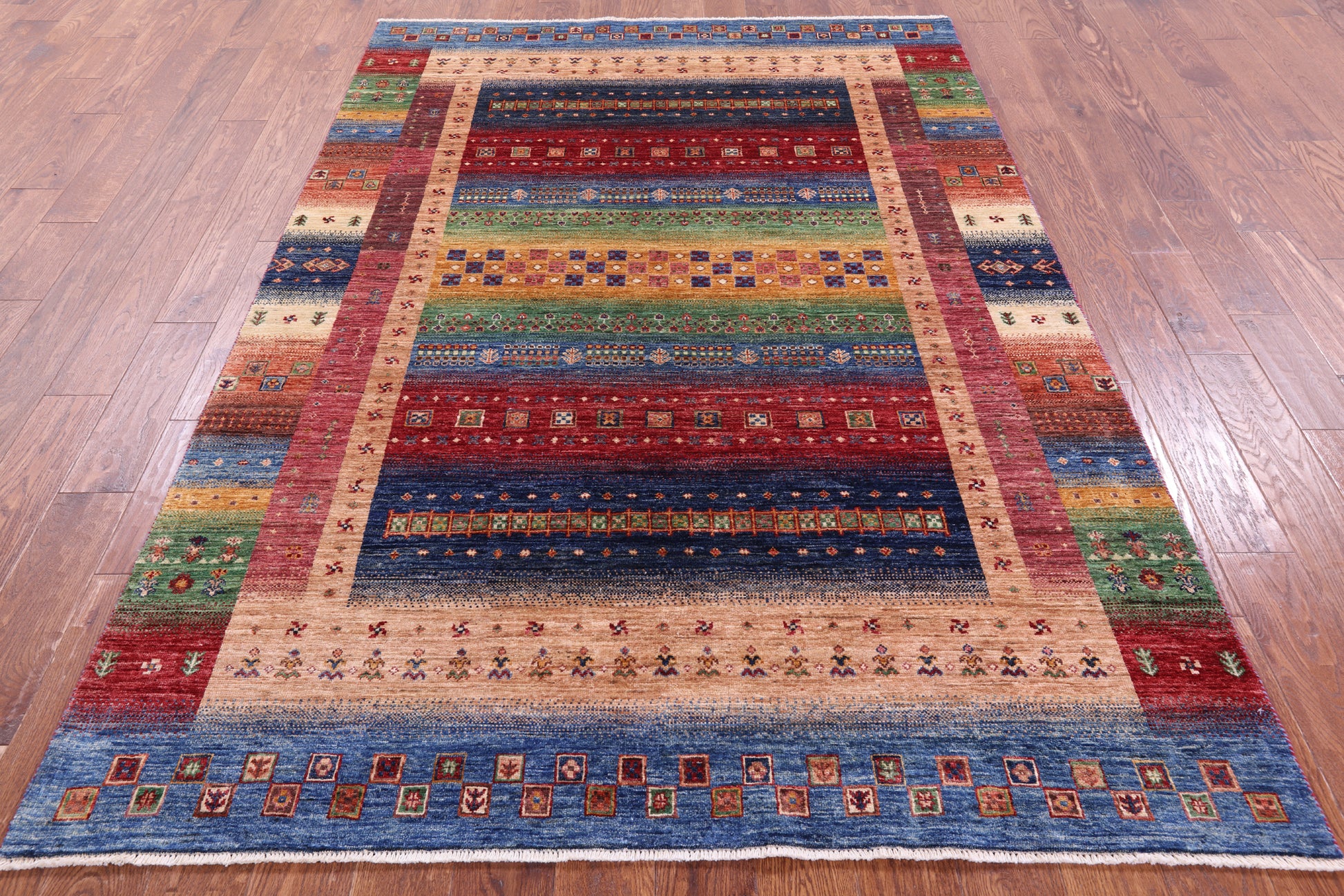 Tribal Persian Gabbeh Hand Knotted Wool Rug - 5' 7" X 8' 2" - Golden Nile