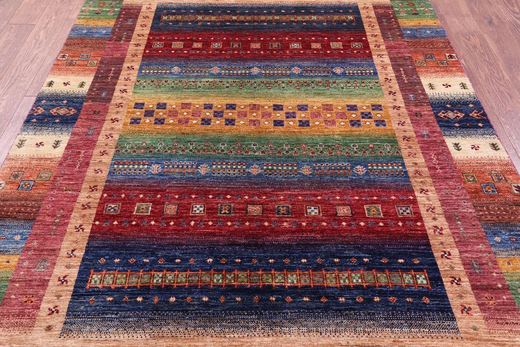 Tribal Persian Gabbeh Hand Knotted Wool Rug - 5' 7" X 8' 2" - Golden Nile