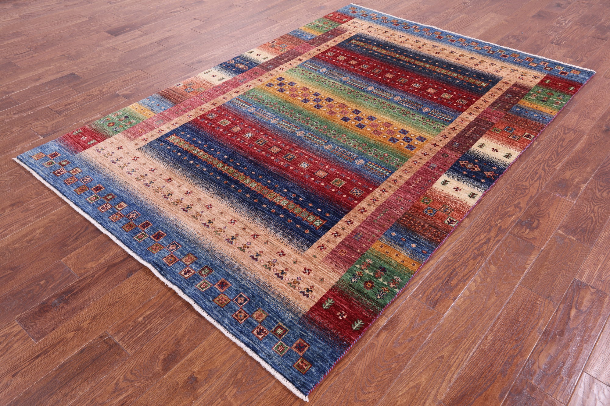 Tribal Persian Gabbeh Hand Knotted Wool Rug - 5' 7" X 8' 2" - Golden Nile