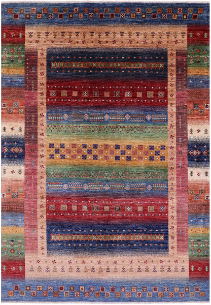 Tribal Persian Gabbeh Hand Knotted Wool Rug - 5' 7" X 8' 2" - Golden Nile