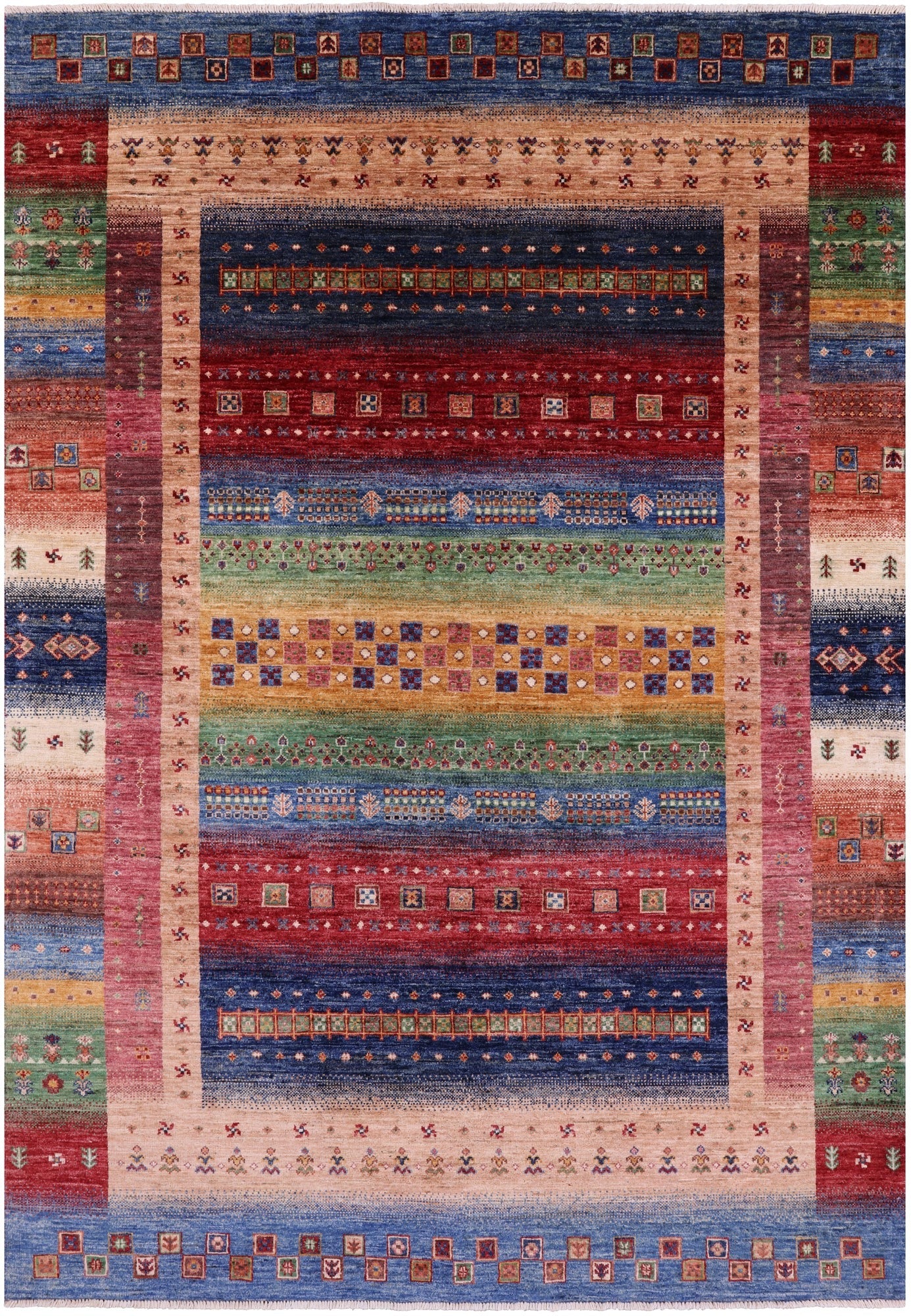 Tribal Persian Gabbeh Hand Knotted Wool Rug - 5' 7" X 8' 2" - Golden Nile
