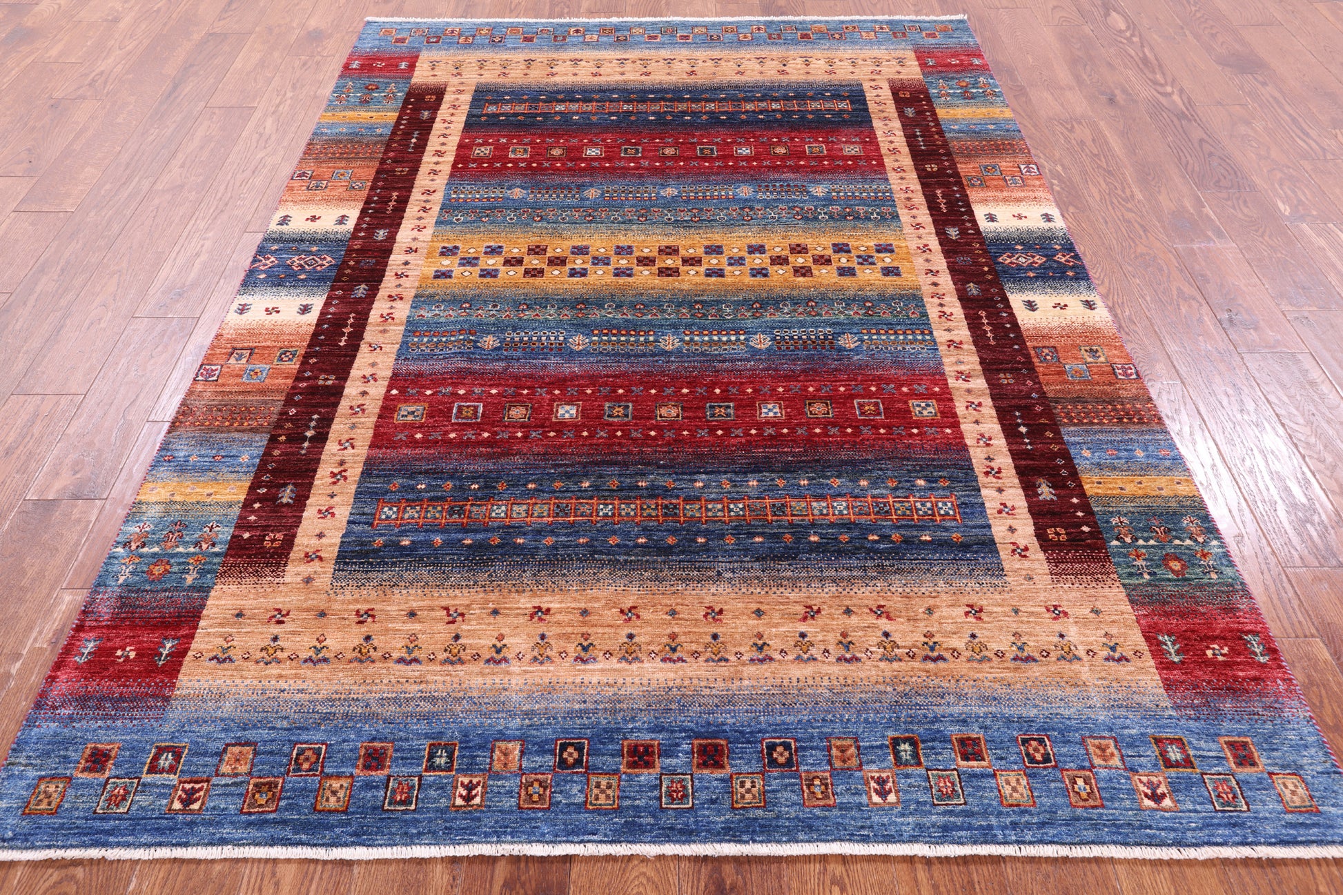 Tribal Persian Gabbeh Hand Knotted Wool Rug - 5' 6" X 7' 8" - Golden Nile