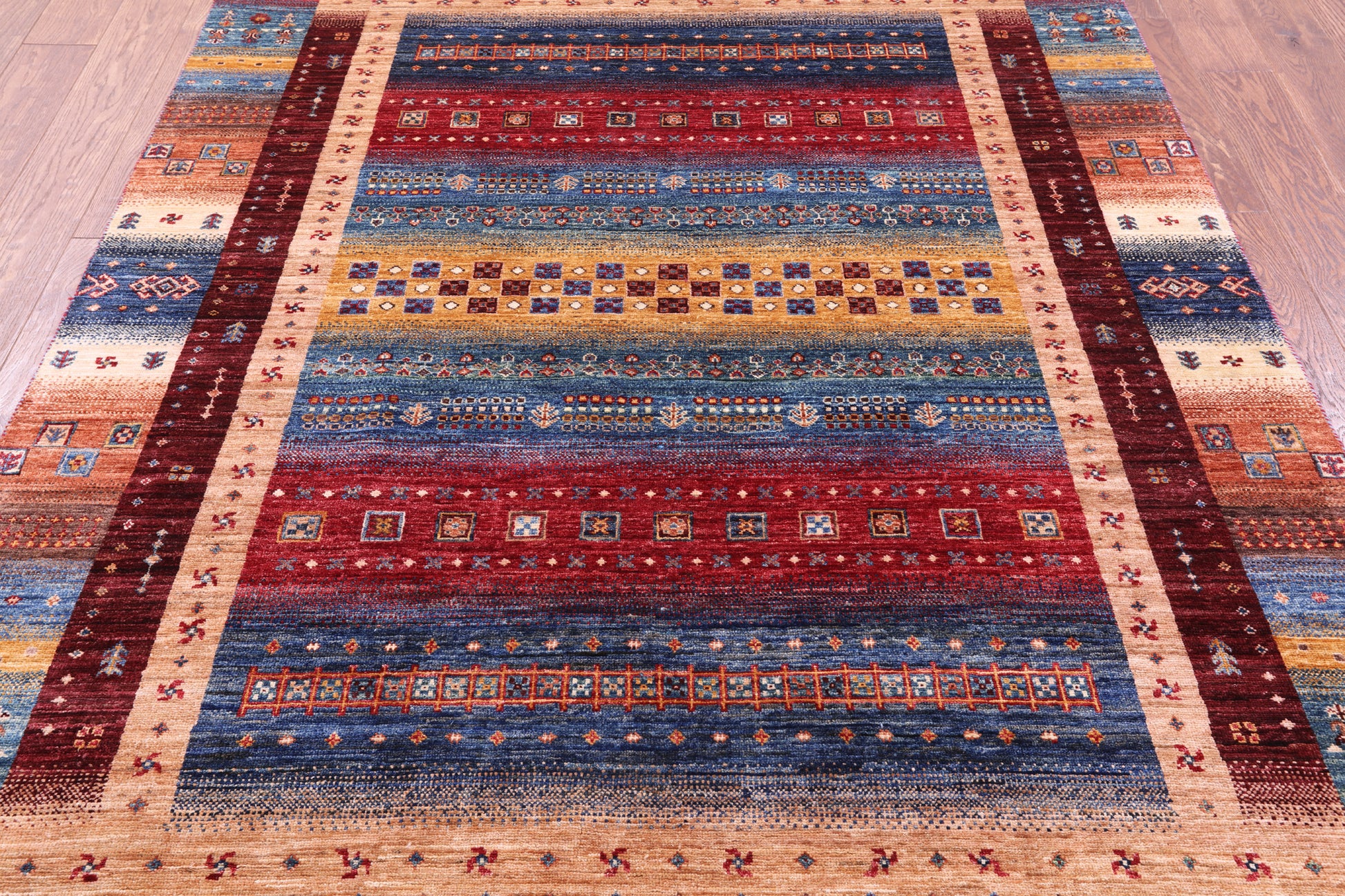 Tribal Persian Gabbeh Hand Knotted Wool Rug - 5' 6" X 7' 8" - Golden Nile