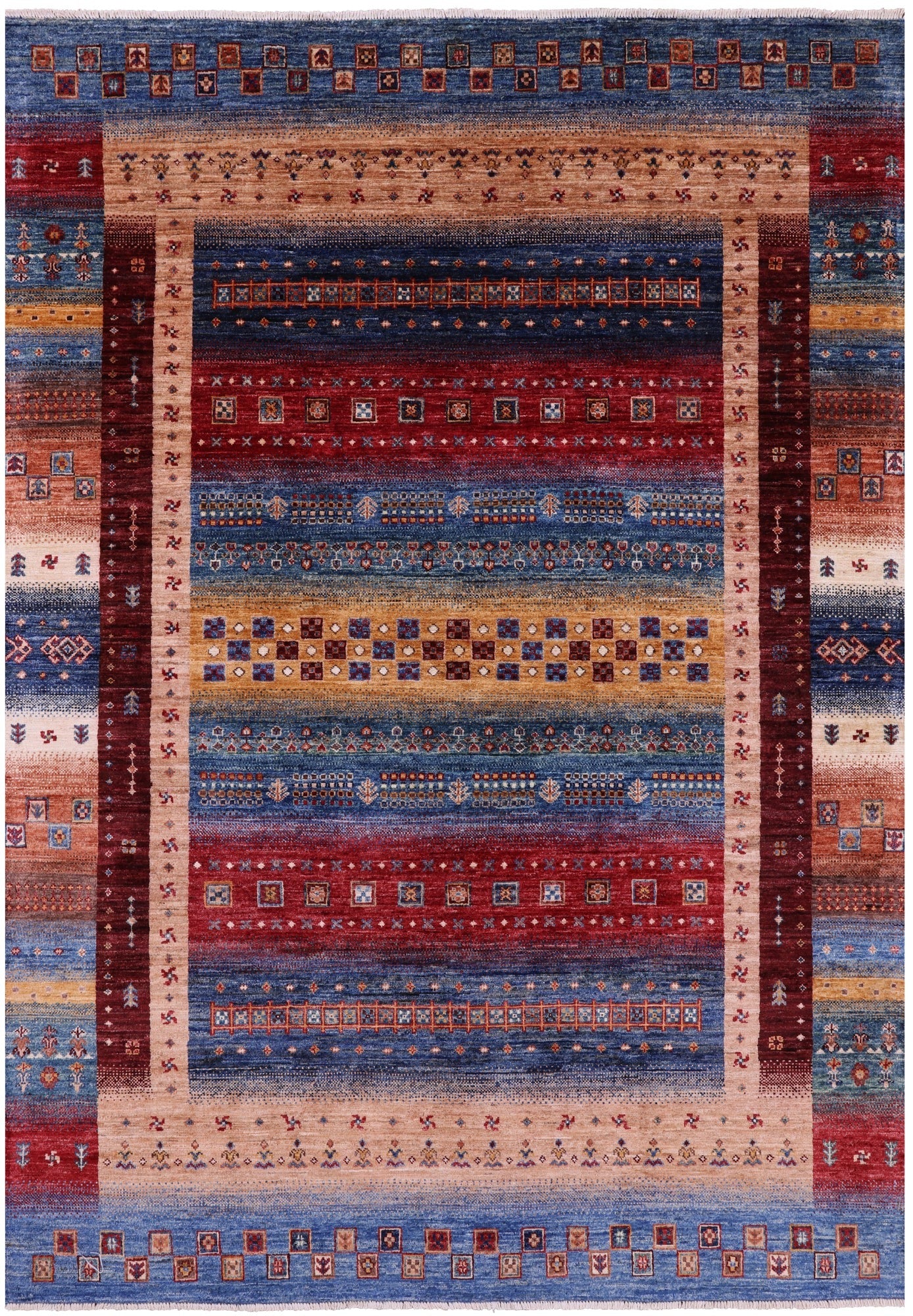 Tribal Persian Gabbeh Hand Knotted Wool Rug - 5' 6" X 7' 8" - Golden Nile