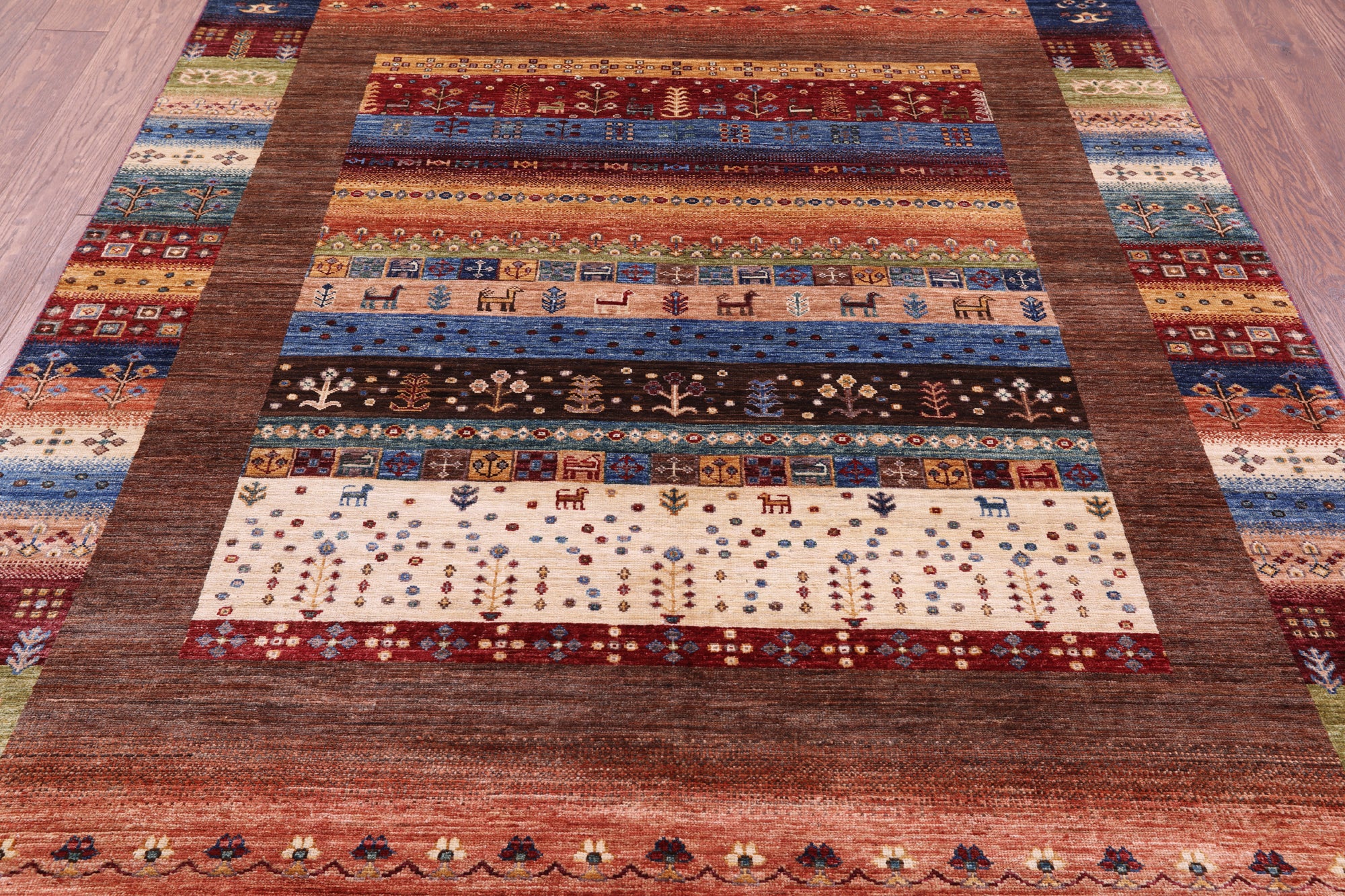 Tribal Persian Gabbeh Hand Knotted Wool Rug - 5' 8" X 7' 10" - Golden Nile