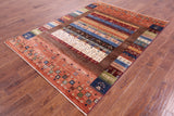 Tribal Persian Gabbeh Hand Knotted Wool Rug - 5' 8" X 7' 10" - Golden Nile