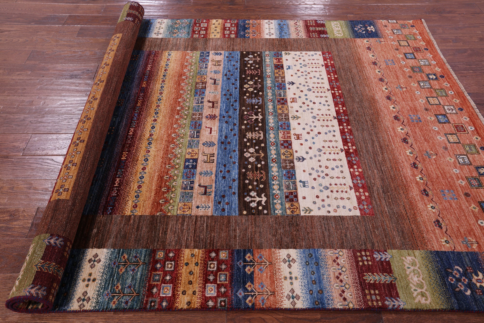 Tribal Persian Gabbeh Hand Knotted Wool Rug - 5' 8" X 7' 10" - Golden Nile