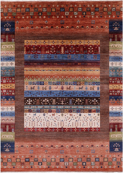 Tribal Persian Gabbeh Hand Knotted Wool Rug - 5' 8" X 7' 10" - Golden Nile