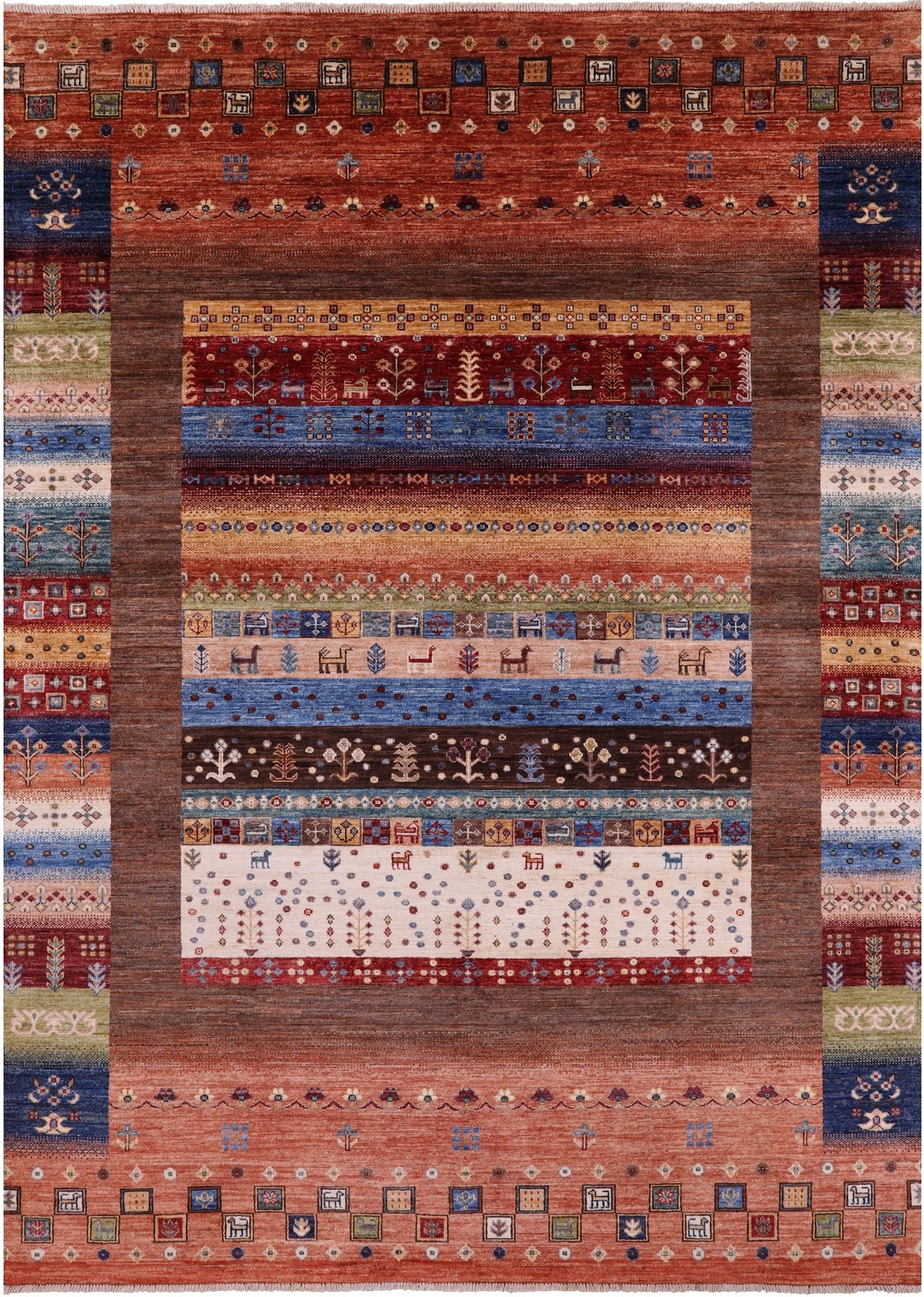 Tribal Persian Gabbeh Hand Knotted Wool Rug - 5' 8" X 7' 10" - Golden Nile